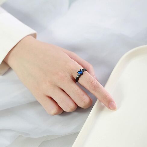 Matching Couple rings Customizable Promise Wedding Rings Set for Him and Her Gold Blue Sapphire Wedding Band Engagement Rings for Women Men's Wedding Bands Tungsten with Engraving Stainless Steel Rings for Couples Valentine's Day Jewelry Gift in Saudi Arabia