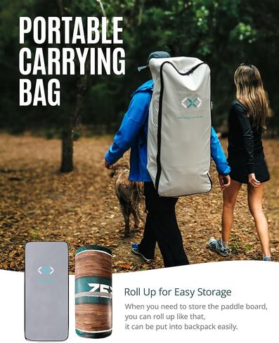 ZLX 10'6" x 33" Inflatable Stand Up Paddle Board SUP Board for All Skill Levels Youth & Adults Wide Stable Non-Slip Deck, Adjustable Paddle, Leash and Carry Bag in Kuwait