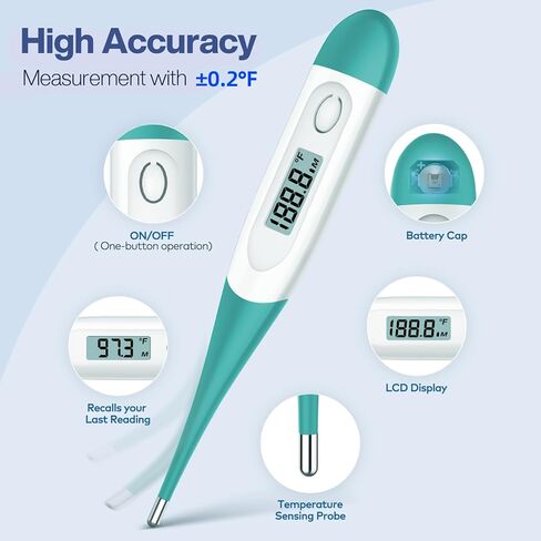 Boncare Thermometer for Adults with 10 Seconds Fast Reading, Digital Oral Thermometer for Fever (Clear Blue) in Kuwait