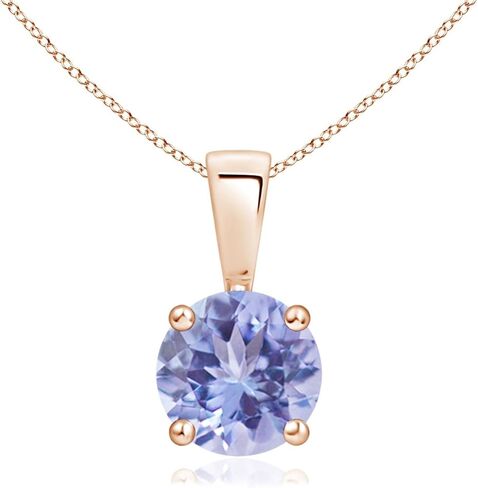 Angara Natural Classic Round Tanzanite Solitaire Pendant in Silver / 14K Solid Gold/Platinum | December Birthstone, Birthday, Engagement, Anniversary, Wedding Jewelry Gift for Women in Saudi Arabia