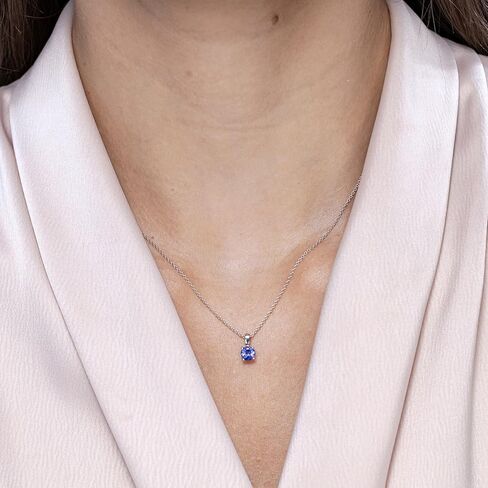 Angara Natural Classic Round Tanzanite Solitaire Pendant in Silver / 14K Solid Gold/Platinum | December Birthstone, Birthday, Engagement, Anniversary, Wedding Jewelry Gift for Women in Saudi Arabia