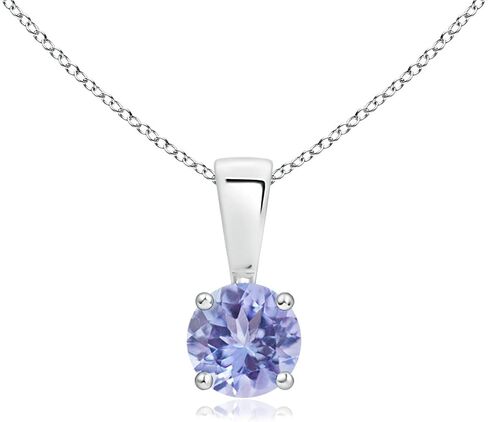 Angara Natural Classic Round Tanzanite Solitaire قلادة في الفضة / 14K الصلبة الذهب / البلاتين | شهر ديسمبر ، الحجر ، عيد ميلاد ، المشاركة ، الذكرى السنوية ، هدية مجوهرات الزفاف للنساء in Kuwait