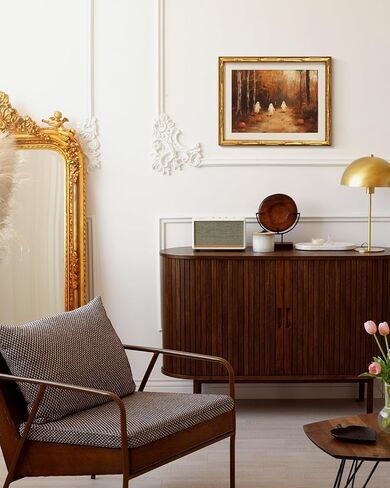 VIYYIEA Gold Framed Bamboo Wall Art, Vintage Nature Botanical Painting, Golden Pea Sprays Flowers Pictures Wall Decor, Antique Plant Artwork with Mat, Vintage Home Decor for Living Room, 14L x 11W in Saudi Arabia