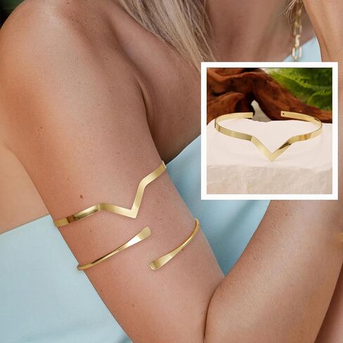 COLOYAN 8PCS Gold Upper Arm Cuff Jewelry for Women, Arm Cuff Bracelet Upper Arm Cuff Bangle, Adjustable Minimalist Arm Armlet Armband Set in Kuwait
