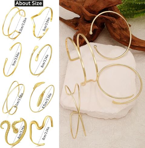 COLOYAN 8PCS Gold Upper Arm Cuff Jewelry for Women, Arm Cuff Bracelet Upper Arm Cuff Bangle, Adjustable Minimalist Arm Armlet Armband Set in Kuwait