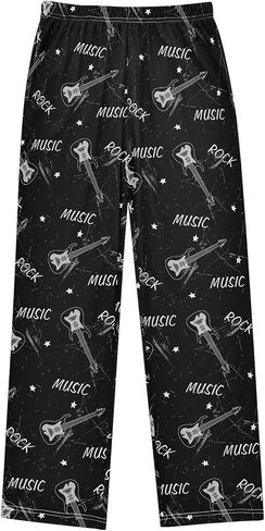 Pfrewn Boys Pajama Pants Musical Guitar Gray Lounge Pants Super Soft Pajama Bottoms with Pockets, L in Saudi Arabia