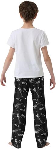 Pfrewn Boys Pajama Pants Musical Guitar Gray Lounge Pants Super Soft Pajama Bottoms with Pockets, L in Saudi Arabia