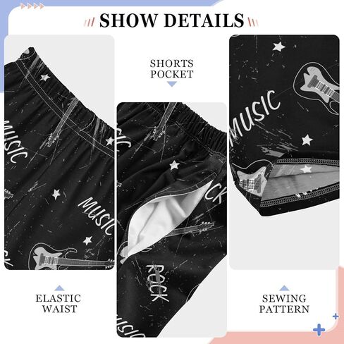 Pfrewn Boys Pajama Pants Musical Guitar Gray Lounge Pants Super Soft Pajama Bottoms with Pockets, L in Saudi Arabia