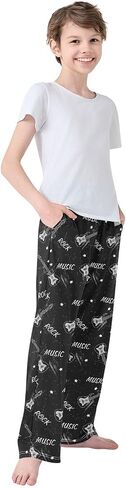 Pfrewn Boys Pajama Pants Musical Guitar Gray Lounge Pants Super Soft Pajama Bottoms with Pockets, L in Saudi Arabia