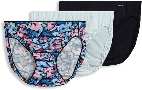ملابس داخلية نسائية من Jockey بيكيني بدون خط داخلي - 3 قطع، Wild Blooms/Black/Fuchsia Purple، 7 in Saudi Arabia