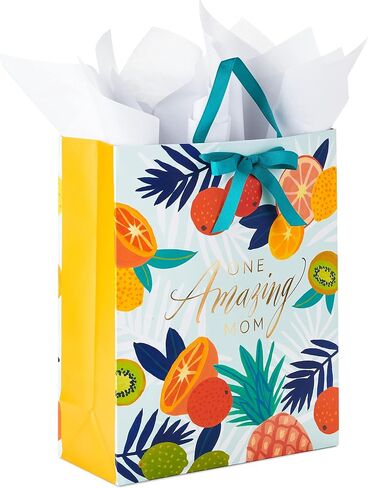 Hallmark 17" Extra Large Mother's Day Gift Bag with Tissue Paper (Red Roses, Green Foliage, Bright Blue) for Mom, Grandma, Nana, New Mother in Saudi Arabia