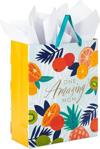 Hallmark 17" Extra Large Mother's Day Gift Bag with Tissue Paper (Red Roses, Green Foliage, Bright Blue) for Mom, Grandma, Nana, New Mother in Saudi Arabia