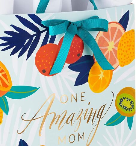 Hallmark 17" Extra Large Mother's Day Gift Bag with Tissue Paper (Red Roses, Green Foliage, Bright Blue) for Mom, Grandma, Nana, New Mother in Saudi Arabia