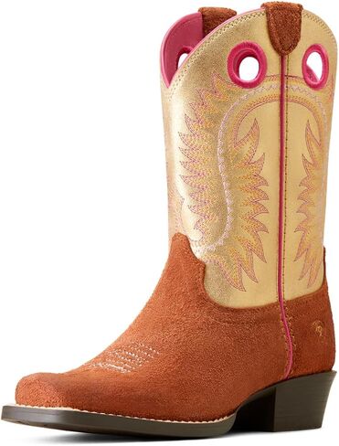 ariat Kids Derby Monroe Terracotta Roughout و Royal Gold Metallic Boot Tan in Kuwait