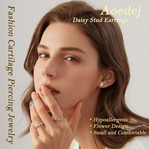 AOEDEJ 20G DAISY FLOWER CARTILAGE أقراط هيبوالرجينيك الفضة الفضية تصاميم Tragus حلق للنساء هدايا المجوهرات in Saudi Arabia
