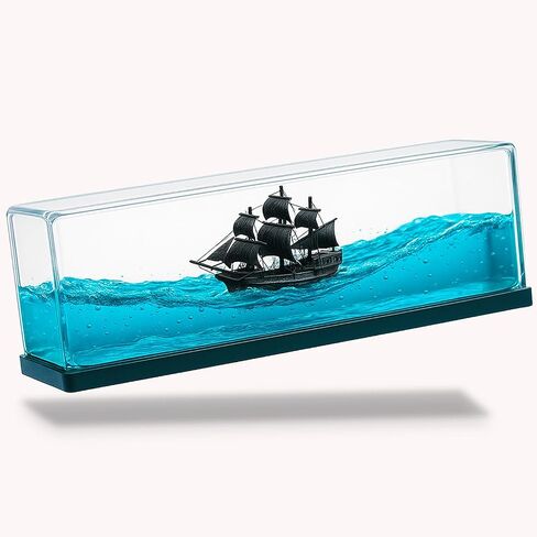 Fullish & Gry Unsinkable Boat in a Box - Cruise Ship Fluid Drift Bottle, Pirate Cruise Ship Model, Liquid Wave Decoration, Black Pearl Pirate Simulator, Home & Car Display Case Decor, Desk Gifts in Saudi Arabia