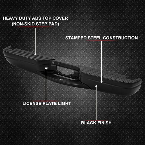 Rear Step Bumper Fit for 1997-2003 Ford F-150 Fleetside/Styleside for 1997-1999 F-250 Lightduty for 2004 F-150 Heritage,Black Back Bumper Replace FO1103102 in Saudi Arabia