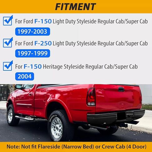 Rear Step Bumper Fit for 1997-2003 Ford F-150 Fleetside/Styleside for 1997-1999 F-250 Lightduty for 2004 F-150 Heritage,Black Back Bumper Replace FO1103102 in Saudi Arabia