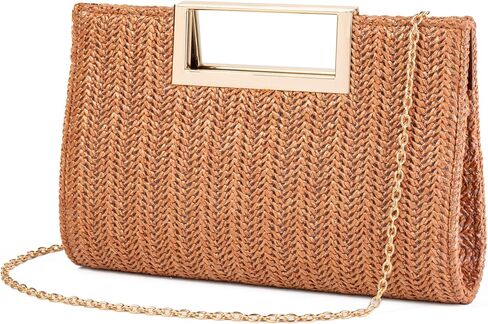 Womens Straw Woven Clutch Handmade Weaving Shoulder Bag Purse for Wedding Prom Party in Kuwait
