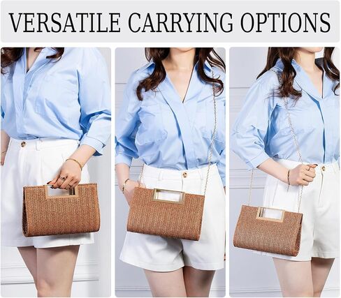 Womens Straw Woven Clutch Handmade Weaving Shoulder Bag Purse for Wedding Prom Party in Kuwait