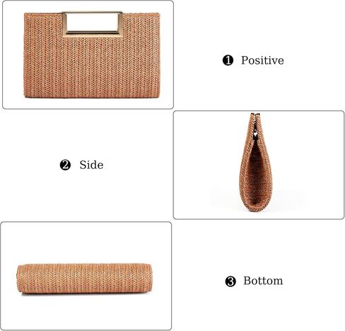 Womens Straw Woven Clutch Handmade Weaving Shoulder Bag Purse for Wedding Prom Party in Kuwait
