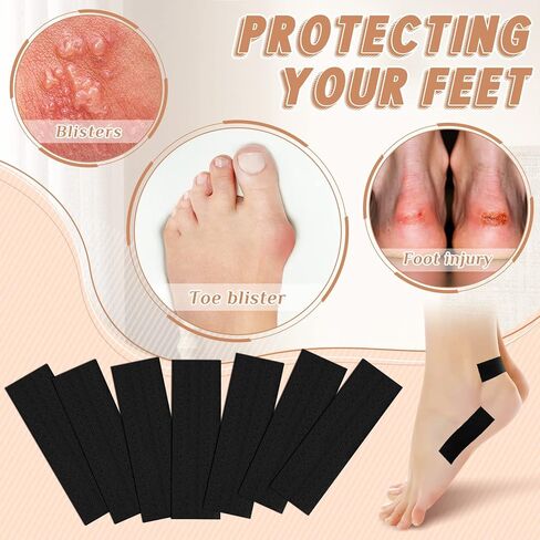 Timgle 50 Pcs Black Moleskin Tape Moleskin Adhesive Pads Fabric Blister Pads Blister Prevention Tape for Body Skin Protection Shoes Boots Hiking Friction Reducing, 3.14 x 0.98 Inch in Kuwait