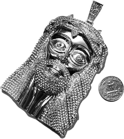 HIP HOP STYLE ICED GOLD SILVER PLATED BLING XXL LARGE JUMBO SIZE JESUS HEAD CHARM PENDANT in Saudi Arabia