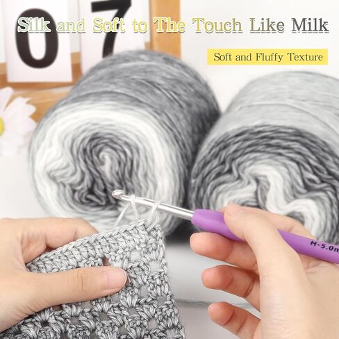 Katech Ombré Flower Yarn for Crocheting Knitting-Gradient Cake Yarn-4x100g 60% Cotton 30% Acrylic 10% Wool-Perfect for Scarves, Shawls, Blankets, and Garments That Stand Out with Style(A) in Saudi Arabia