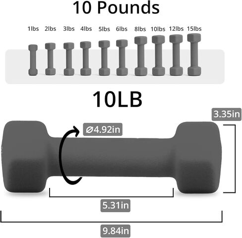 Portzon Weights Dumbbells 10 Colors Options Compatible with Set of 2 Neoprene Dumbbells Set,1-15 LB, Anti-Slip, Anti-roll, Hex Shape in Saudi Arabia