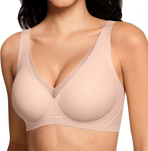 حمالات سلكية عميقة V Mesh Wireless for Women No Offlies Seamfless Up Thirt Tshirt Bralettes كل يوم صدري in Kuwait