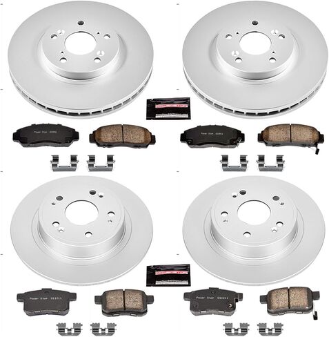 Power Stop KOE2742 طقم فرامل بديل أمامي وخلفي متخصص في الفرامل دوارات الفرامل ومنصات الفرامل السيراميك لعام 2009 2010 Acura TSX | 2008 2009 2010 هوندا أكورد EX EX-L in Saudi Arabia