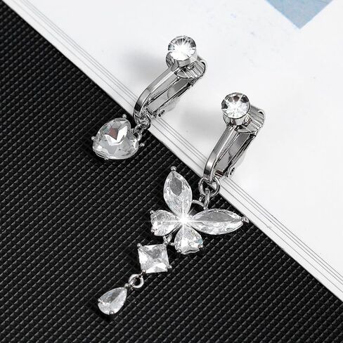 2 Pcs Clip On Fake Belly Button Piercing for Women, Butterfly and Heart Shaped Non-Piercing Silver Fake Belly Button Ring Jewelry for Women in Saudi Arabia