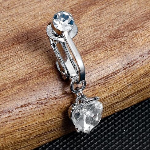 2 Pcs Clip On Fake Belly Button Piercing for Women, Butterfly and Heart Shaped Non-Piercing Silver Fake Belly Button Ring Jewelry for Women in Saudi Arabia