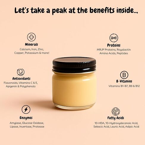 100 ٪ Royal Jelly - الخام وغير المجهزة ، معبأة بالفيتامينات والأحماض الأمينية ، العناية بالبشرة الطبيعية (2oz) in Kuwait