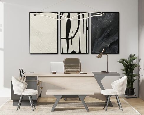 Pigort Abstract Wall Art for Living Room, Black and White Large Framed Canvas 3D Textured Modern Minimalist Art Work Painting for Bedroom Guest Room Hallway Home Office 24"x36" Set of 3 in Saudi Arabia