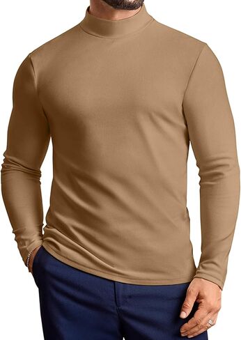 VSSJAVUN MENS MOCK PROTTLENCECK SWEED Long Slive Basic Slim Fit Pullover Subtins Lightweight Undershirts in Kuwait