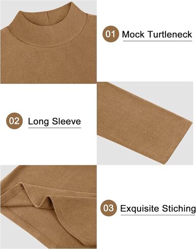 VSSJAVUN MENS MOCK PROTTLENCECK SWEED Long Slive Basic Slim Fit Pullover Subtins Lightweight Undershirts in Kuwait