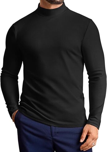 VSSJAVUN MENS MOCK PROTTLENCECK SWEED Long Slive Basic Slim Fit Pullover Subtins Lightweight Undershirts in Kuwait