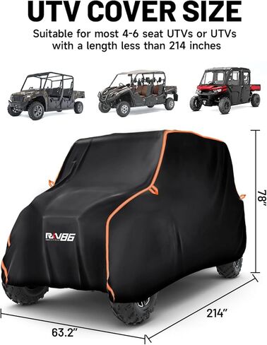UTV Covers, Waterproof Outdoor Heavy Duty UTV Cover 4-6 Seats, 420D Oxford fabric, Compatible with most 4-6 Seats UTV or UTV less than 157 inches in Length(214"x63.2"x78") in Kuwait
