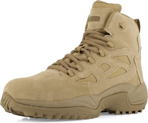 Reebok Mens Rapid Response Rb Safety Toe 6" Stealth Boot With Side Zipper in Saudi Arabia
