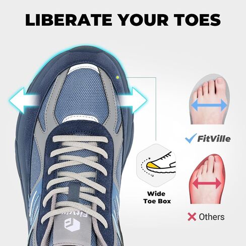 FitVille Extra Wide Shoes for Men, Wide Walking Shoes Wide Width Casual Sneakers Comfortable Orthopedic Shoe Arch Support for Plantar Fasciitis Neuropathy - Rebound NEO V5 in Saudi Arabia
