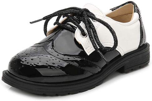 Boys Girls Patent Leather Lace Up Oxfords Comfort Uniform Dress Wedding Shoes in Saudi Arabia