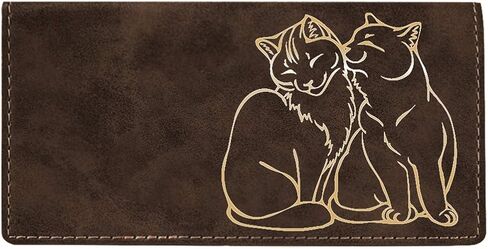 Purrfect Love Laser Engraved Leatherette Checkbook Cover Rustic/Gold in Saudi Arabia