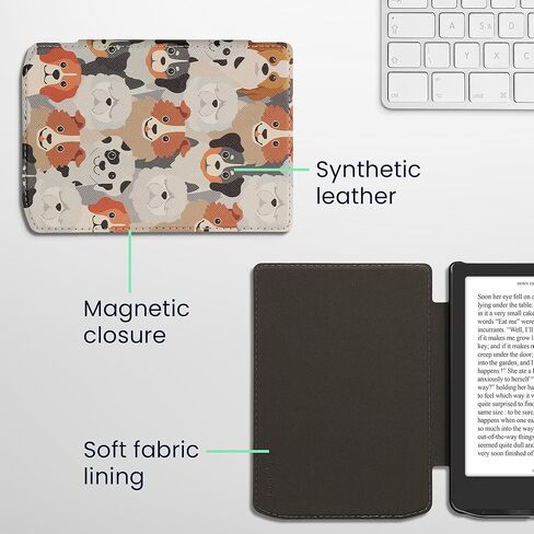 kwmobile Case Compatible with Pocketbook Verse/Verse Pro/Verse Color/Vivlio Light/Light HD Case - eReader Cover - Girl and Books Black/Beige in Saudi Arabia