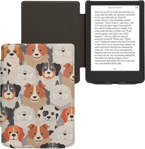 kwmobile Case Compatible with Pocketbook Verse/Verse Pro/Verse Color/Vivlio Light/Light HD Case - eReader Cover - Girl and Books Black/Beige in Saudi Arabia