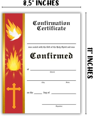 Catholic Confirmation Certificate Banner Line | 30 pk 8.5x11" First Holy Communion Paper Cards Bulk Gift of The Holy Spirit Religious Mass Card Sacraments Church in Saudi Arabia
