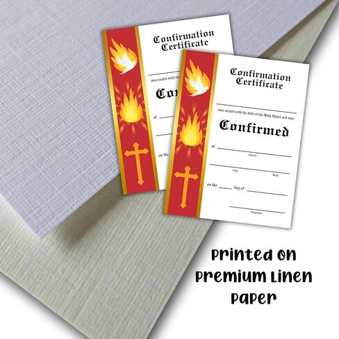 Catholic Confirmation Certificate Banner Line | 30 pk 8.5x11" First Holy Communion Paper Cards Bulk Gift of The Holy Spirit Religious Mass Card Sacraments Church in Saudi Arabia