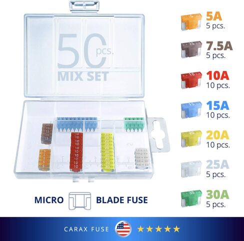 CARAX Glow Fuse – Premium Fuse Standard/Regular Blade ATC/ATO/ATS – 50 pcs. Assortment Kit – Glow When Blown LED Automotive Fuse – Smart Auto Glow Fuse Easy Identification – Mix 50 pcs. in Saudi Arabia