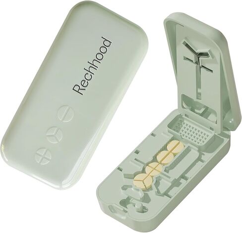 3-in-1 Pill Cutter with Pill Storage Case, Stainless Steel Blade Cuts Pills to 1/2, 1/3, 1/4, Ideal for Cutting Vitamins and Pills (Green) in Saudi Arabia