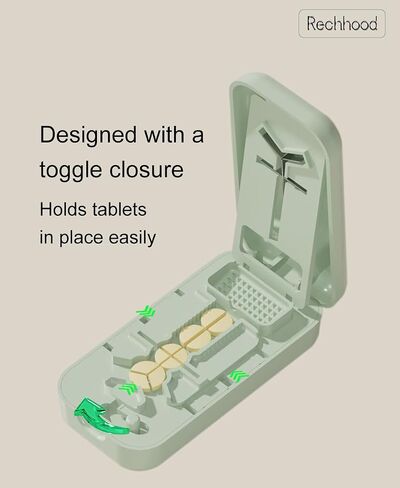 3-in-1 Pill Cutter with Pill Storage Case, Stainless Steel Blade Cuts Pills to 1/2, 1/3, 1/4, Ideal for Cutting Vitamins and Pills (Green) in Saudi Arabia